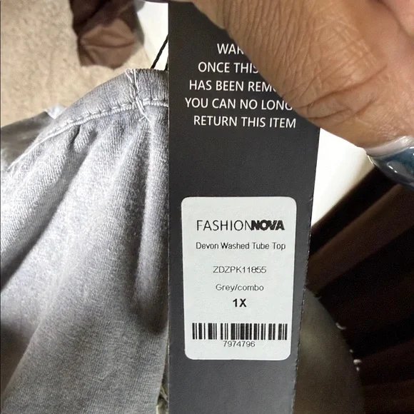 Fashion Nova Gray Strapless Crop Top - Picture 4 of 4